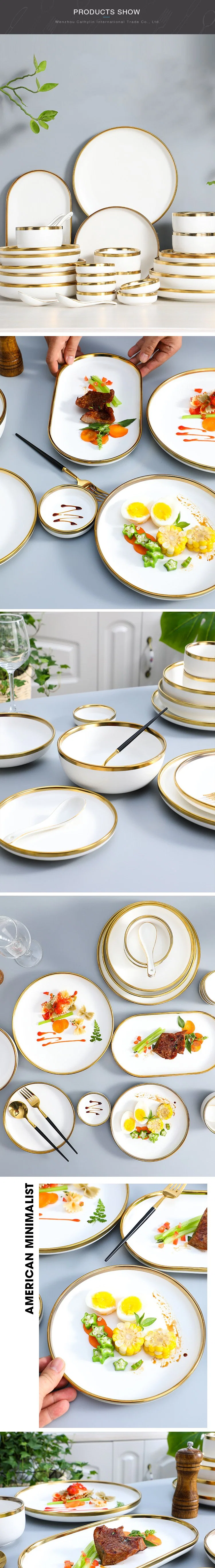 Luxury Plate Rustic Stoneware Reactive Glaze Dinner Set Ceramic Dinnerware Sets
