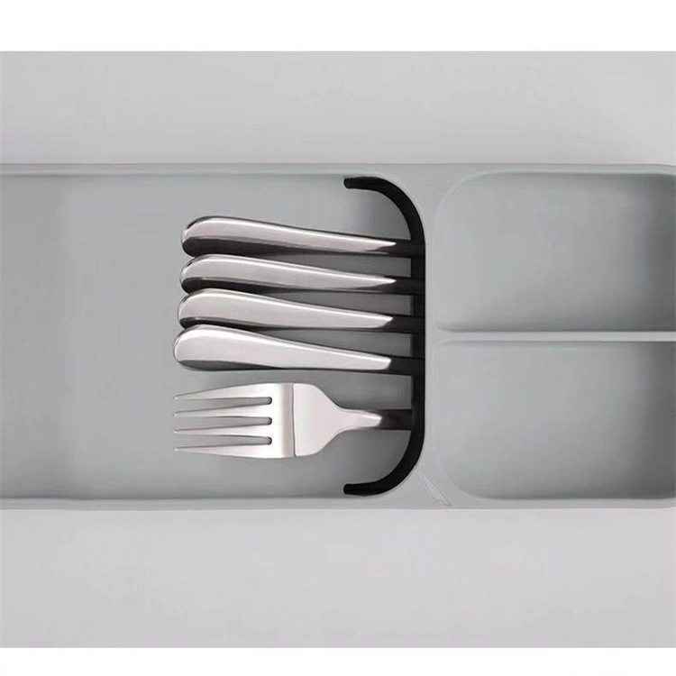 Compact Cutlery Silverware Tray Kitchen Drawer Organizer, Small, Gray