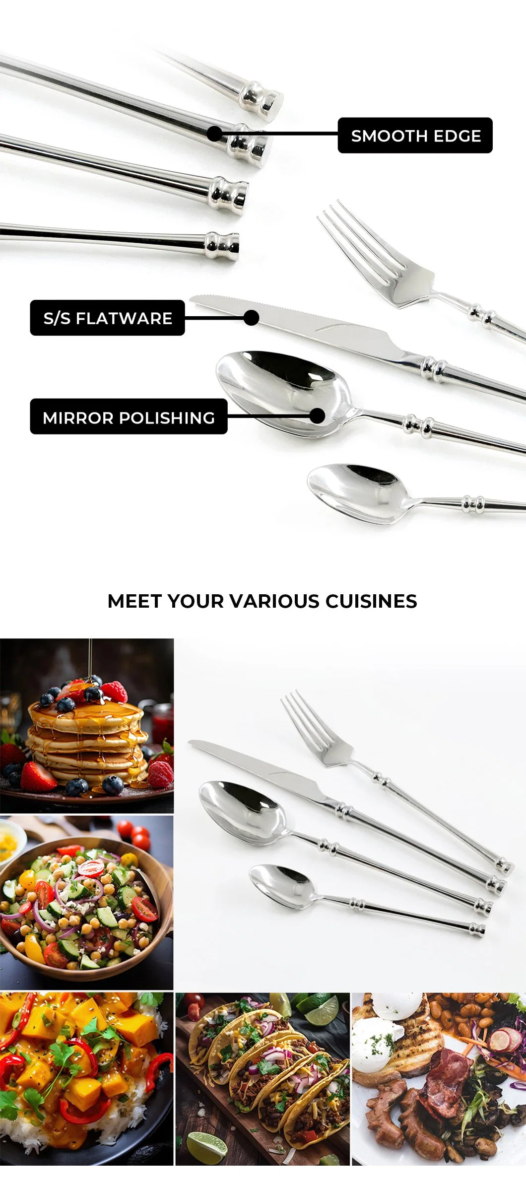 Different Design 4PCS Dinnerware Tableware Flatware Stainless Steel Cutlery Set