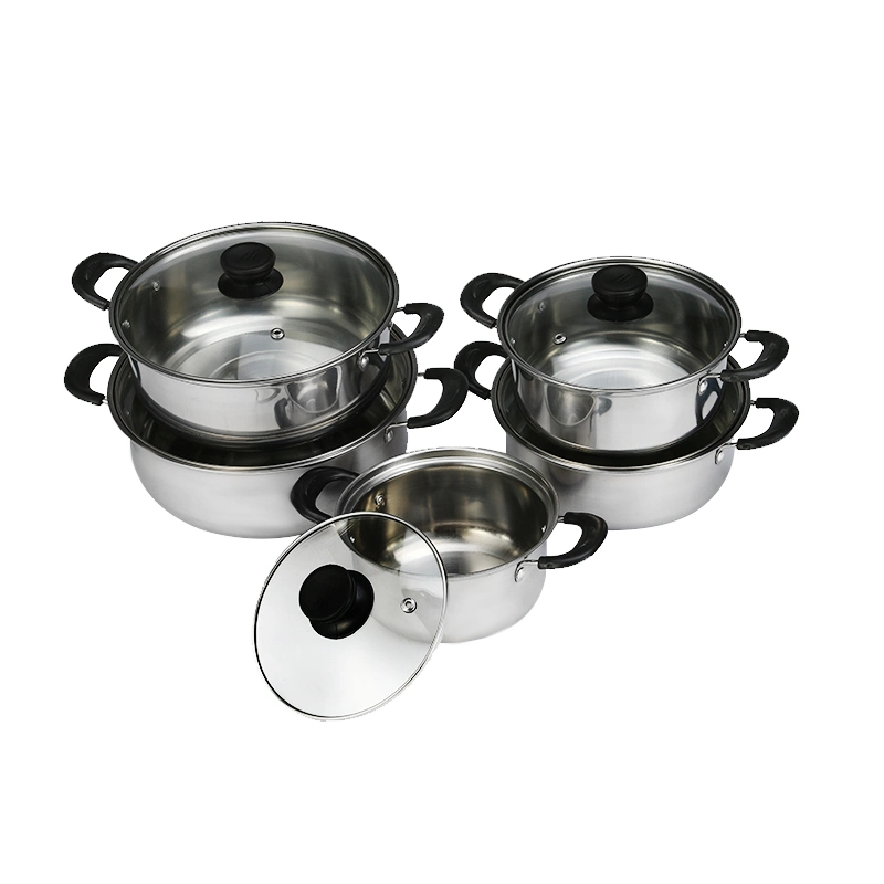Kitchen Cookware Pots Set Stainless Steel Casseroles Soup Pot with Glass Cover