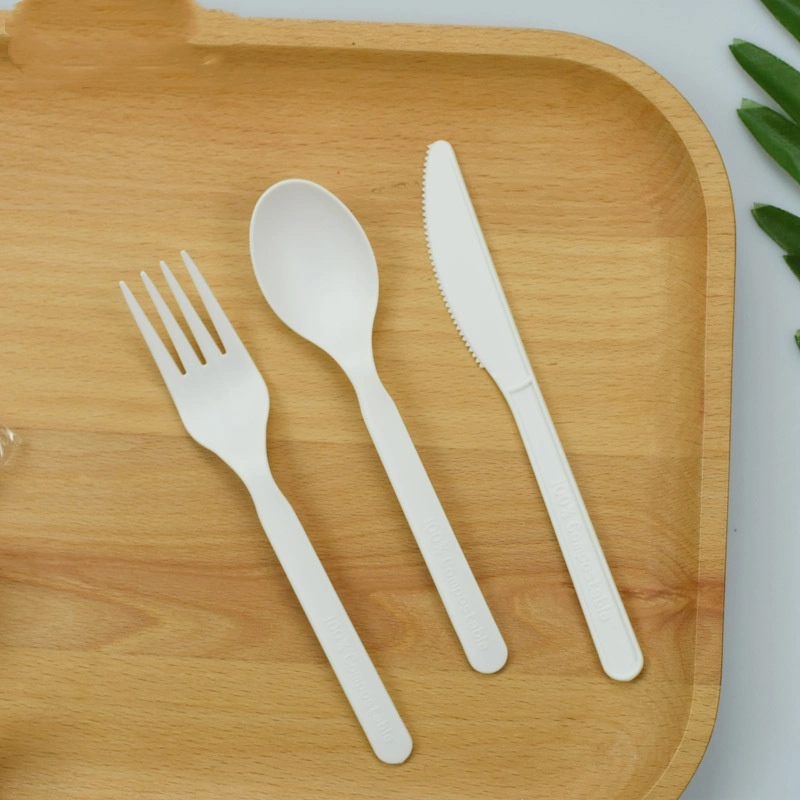 Wholesale Biiodegradable Plastic Cpla Cutlery Set Cpla Tableware Set Disposable Cpla Spoon Fork Knife