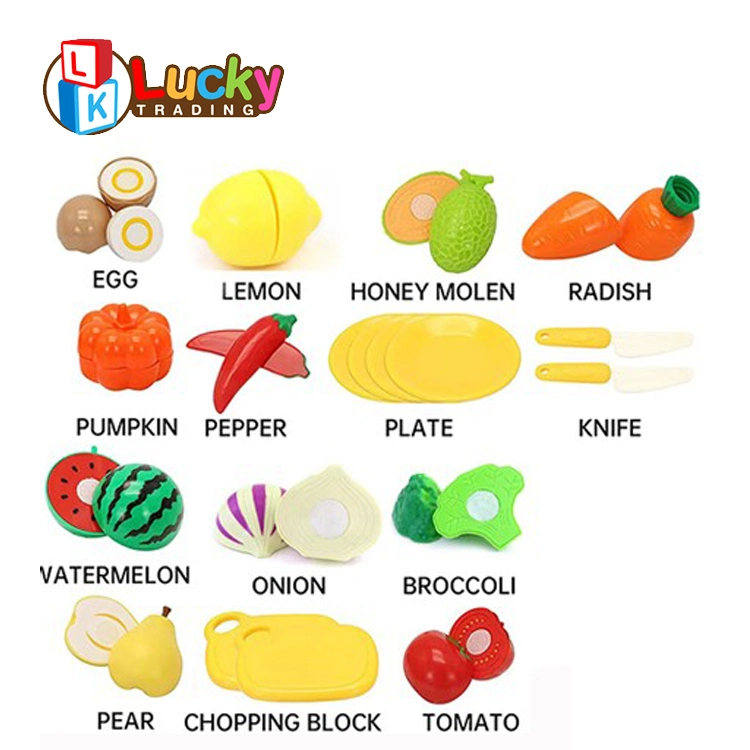 Cutting Play Food Toy for Kids Kitchen, Pretend Fruit &Vegetables