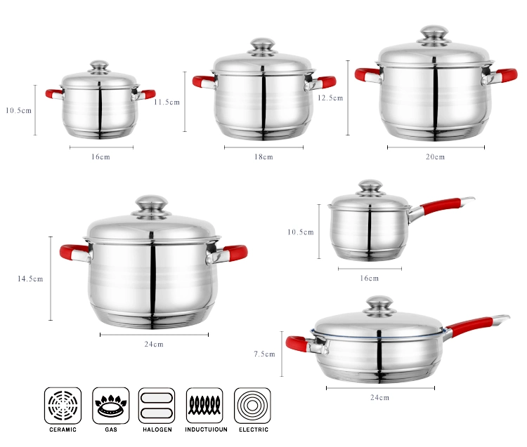 Custom Home Appliance Kitchen Non Stick Cooking Pot Set Stainless Steel Cookware