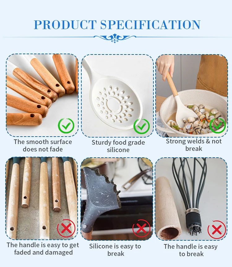 The New Heat Resistance Pink 13 PCS Non-Stick Silicone Kitchen Utensils Set Kitchen Accessories Set Kitchen Tools