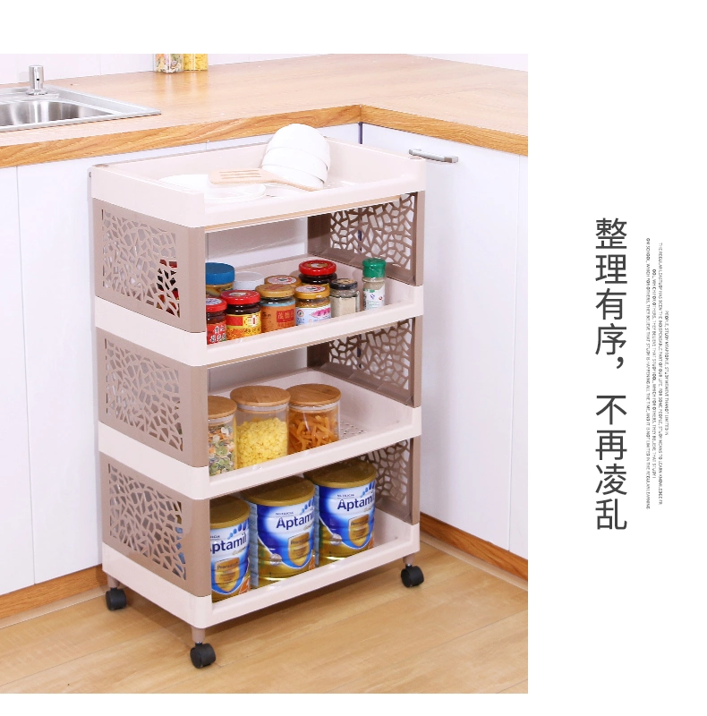 Plastic PP Multi-Layer Convenient Household Kitchen Shelves Organizer Trolley Storage Holder Spice Rack Set Organization