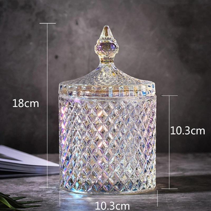 Large Crystal Diamond Glass Jar Food Storage Organization Candy Box Bowl Storage