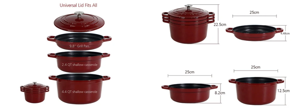 Smart Storage Cooking Pot Set Enameled Cast Iron 4-Piece Cookware Set Stackable Dutch Oven