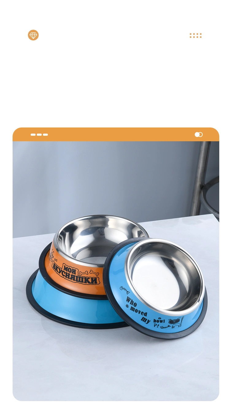 Pet Feeding and Drinking Feeder Anti-Slip Base Stainless Steel Dog Bowl