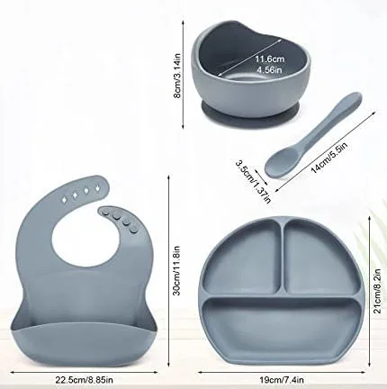 Customized BPA Free Silicone Bowl Baby with Spoon Plate Bowl Weaning Set Baby Feeding Supplies