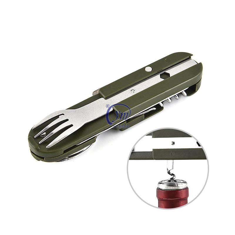 Portable 5-in-1detachable Folding Outdoor Camping Tableware Set Stainless Steel Travel Knife and Forks