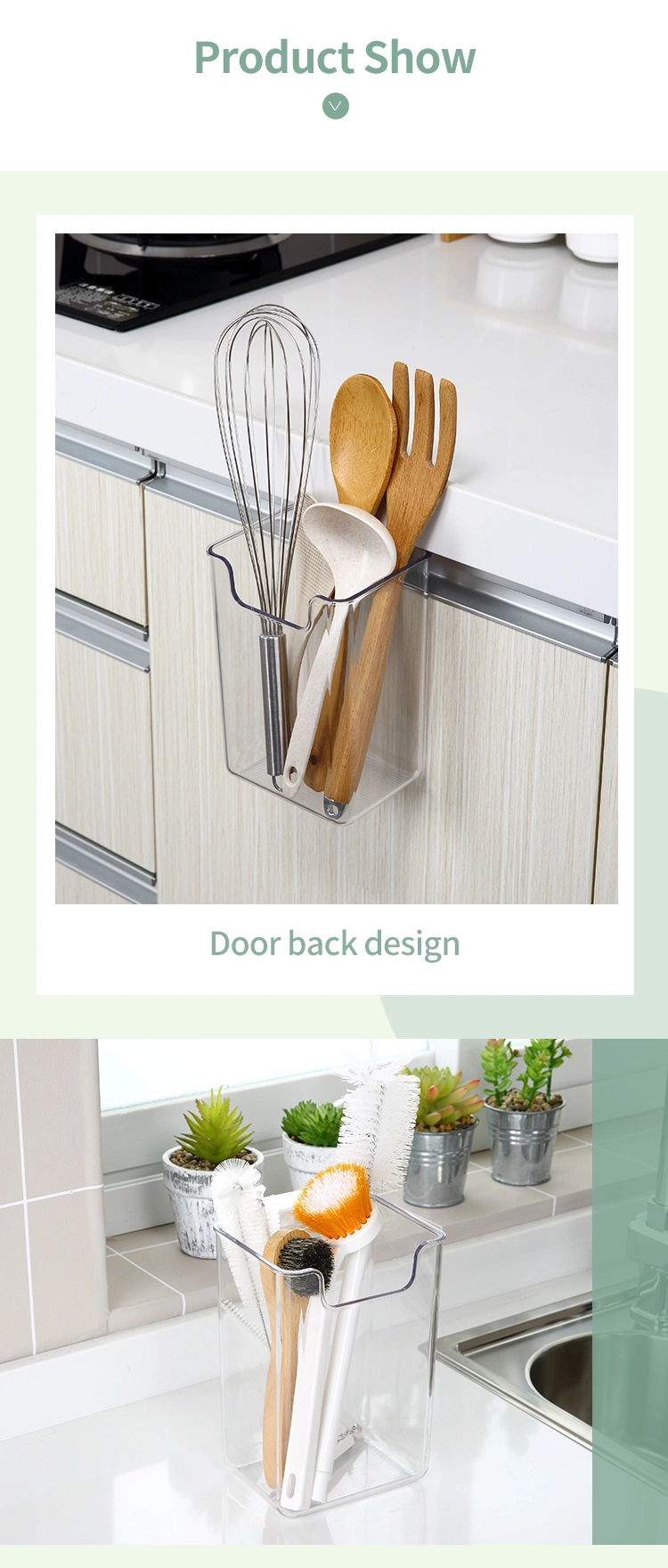 Door Back Cleaning Tools Hanging Organizer Plastic Kitchen Cabinet Cutlry Bake Tools Storage Box