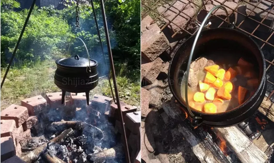 Pre-Seasoned Hot Camping for Picnic with 3 Legs Cookware South African Cast Iron Cauldron