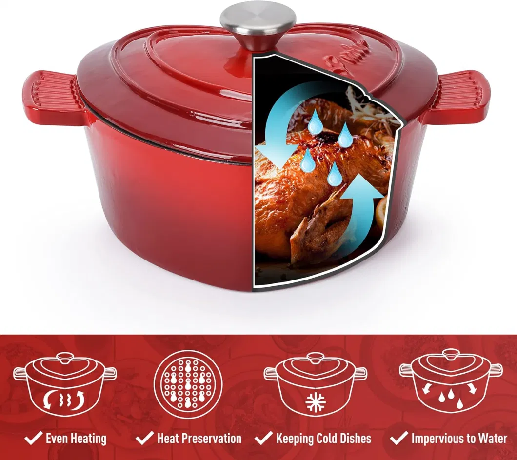 Food Warmer Casserole Pot Cookware Heart Shape Ensemble De Cast Iron Casserole Cooking Pot