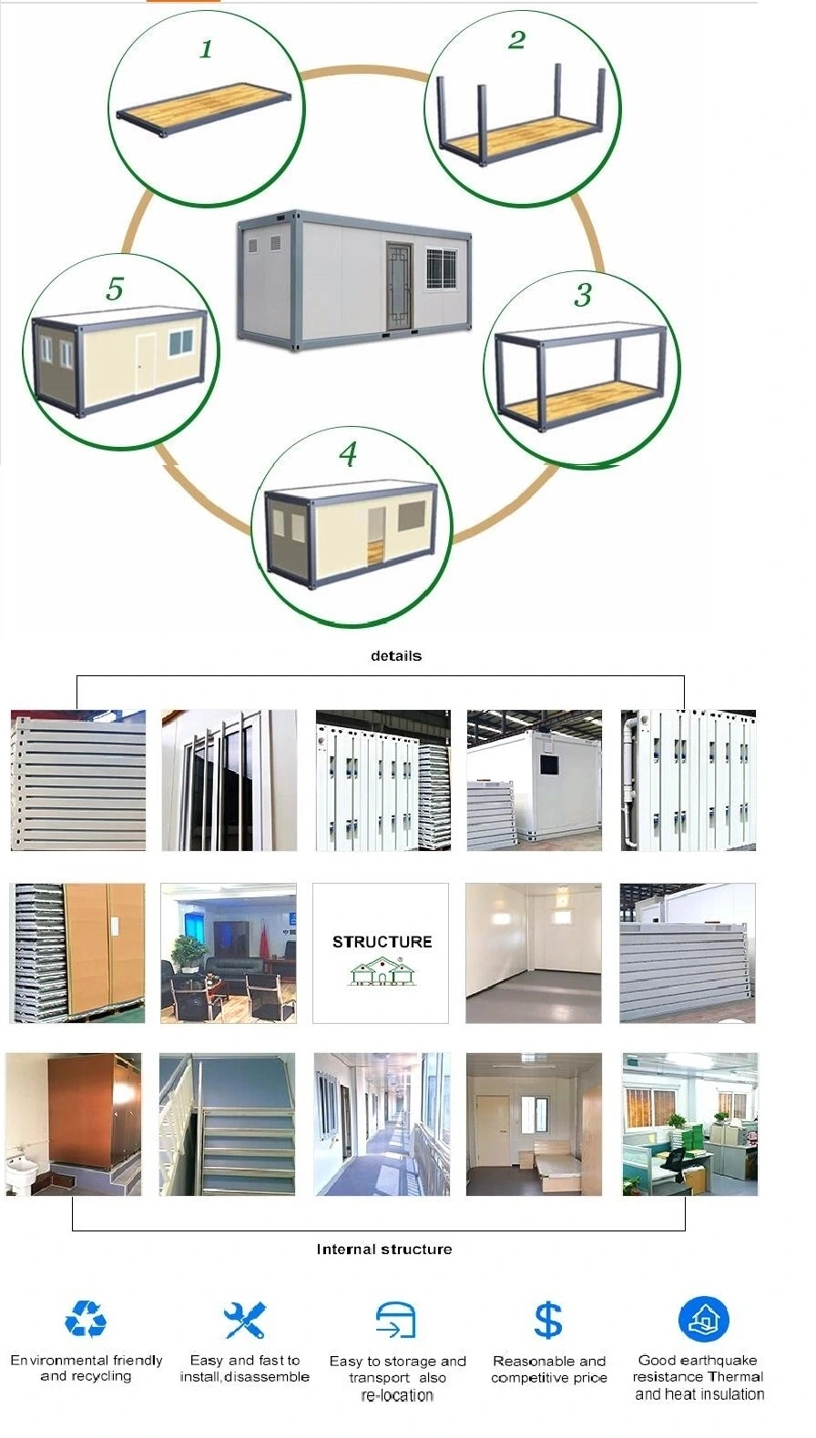 Steel Material Welded Prefab Container House Assemble Folding Portable Storage