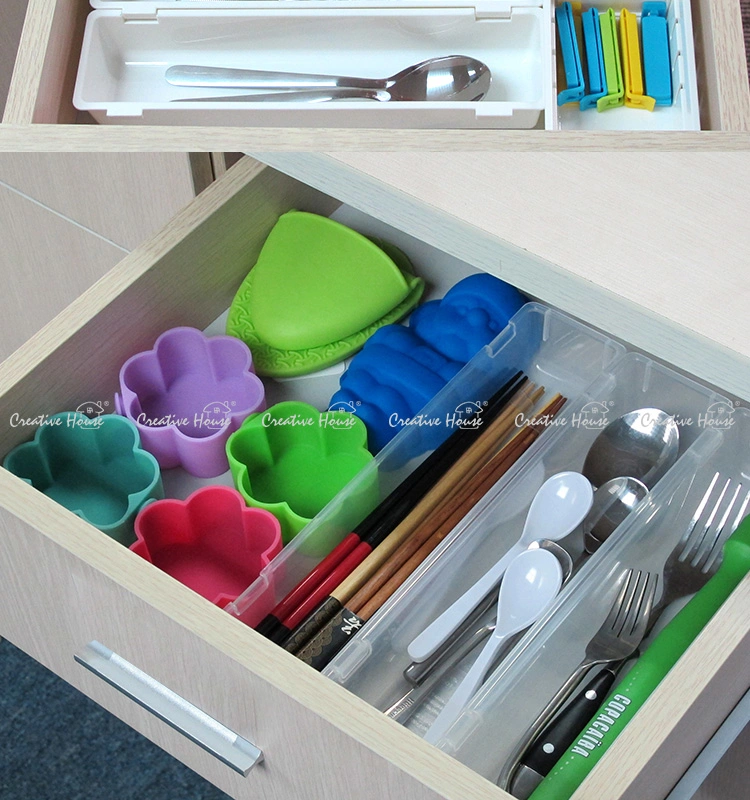 Multi-Purpose Combinations Acrylic Clear Tableware Tray 3piece Set Plastic Kitchen Drawer Organizer