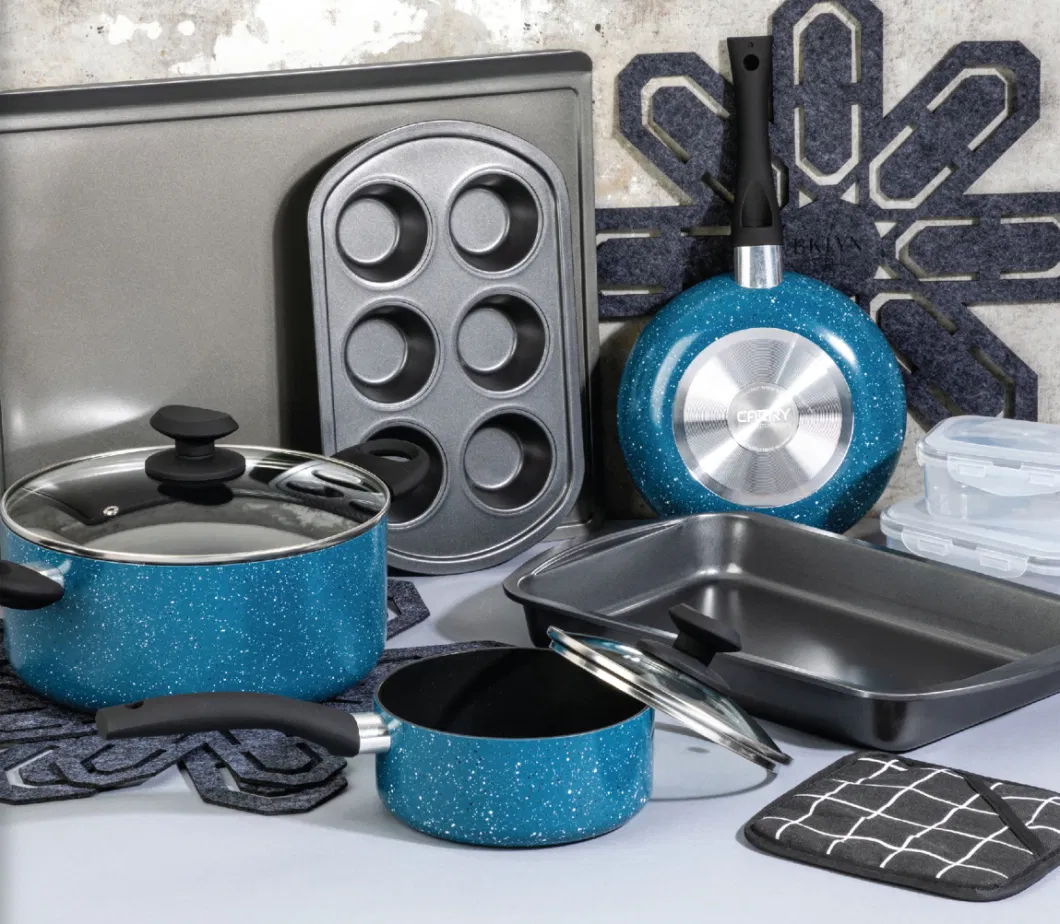 16PCS Luxury Nonstick Aluminum Alloy Nonstick Cookware Set with Carbon Steel Bakeware Set