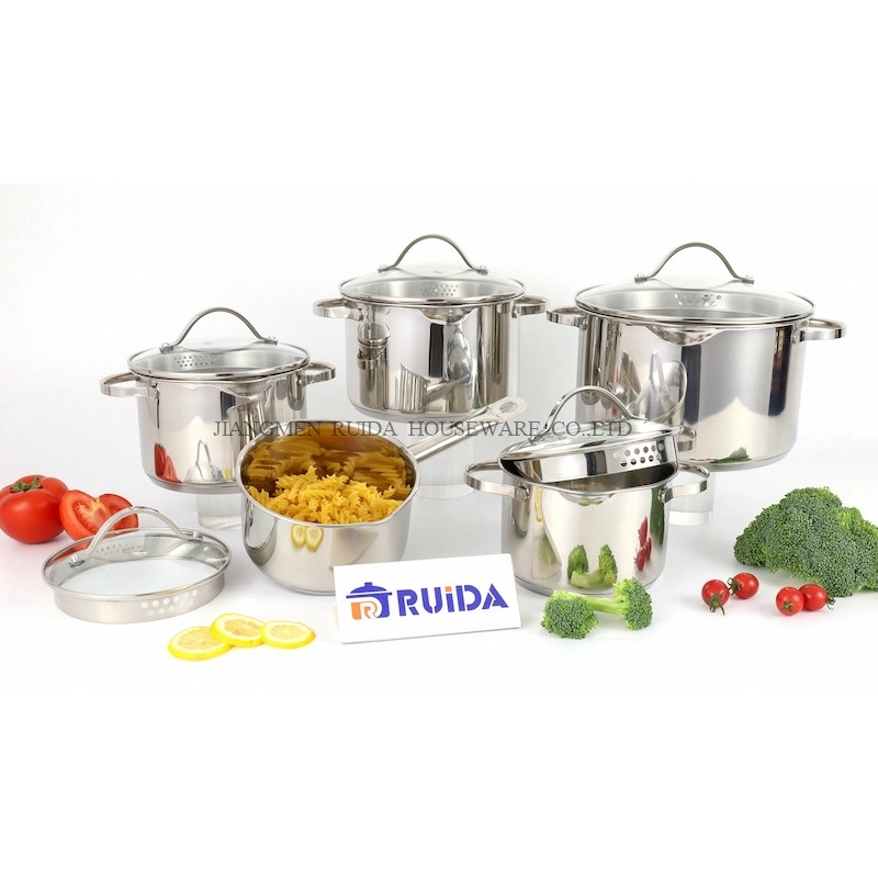 Customized Home Kitchen Ware Casserole Stainless Steel Cooking Pot Cookware Set