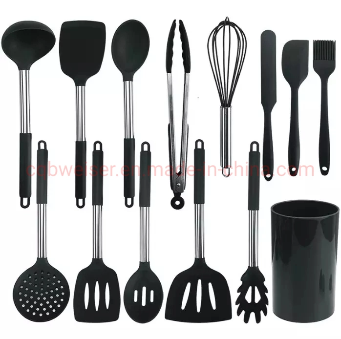 Kitchen Cooking Gadgets Silicone Kitchen Utensils with Stainless Steel Handle