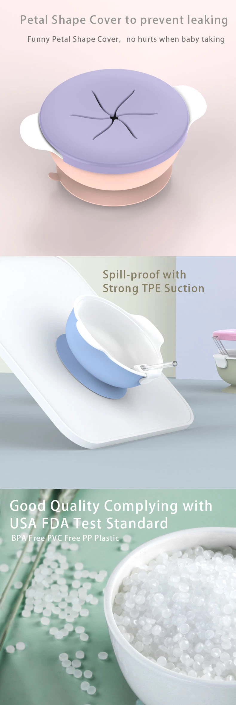 OEM Baby Products PP Plastic Multi-Functional Silicon Baby Suction Bowl