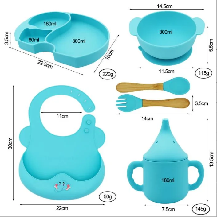 New Arrival Eco-Friendly Non-Toxic Knife Fork Tableware Set Silicone Kids Plate Set