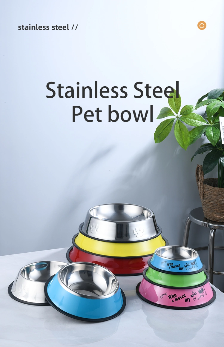 Pet Feeding and Drinking Feeder Anti-Slip Base Stainless Steel Dog Bowl