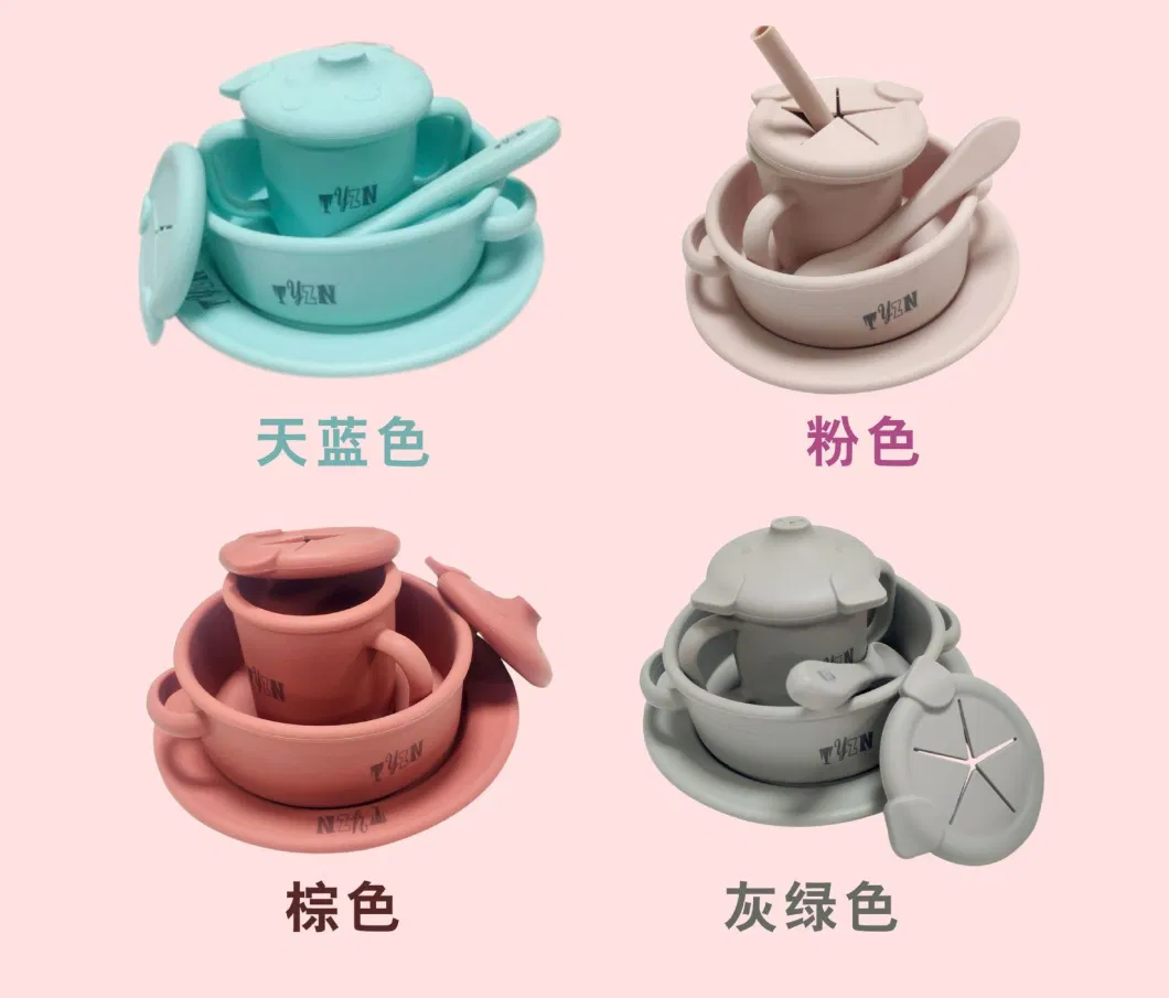 Household Food Grade Silicone Feeding Bowl Kitchen Tool Baby Dinner Set