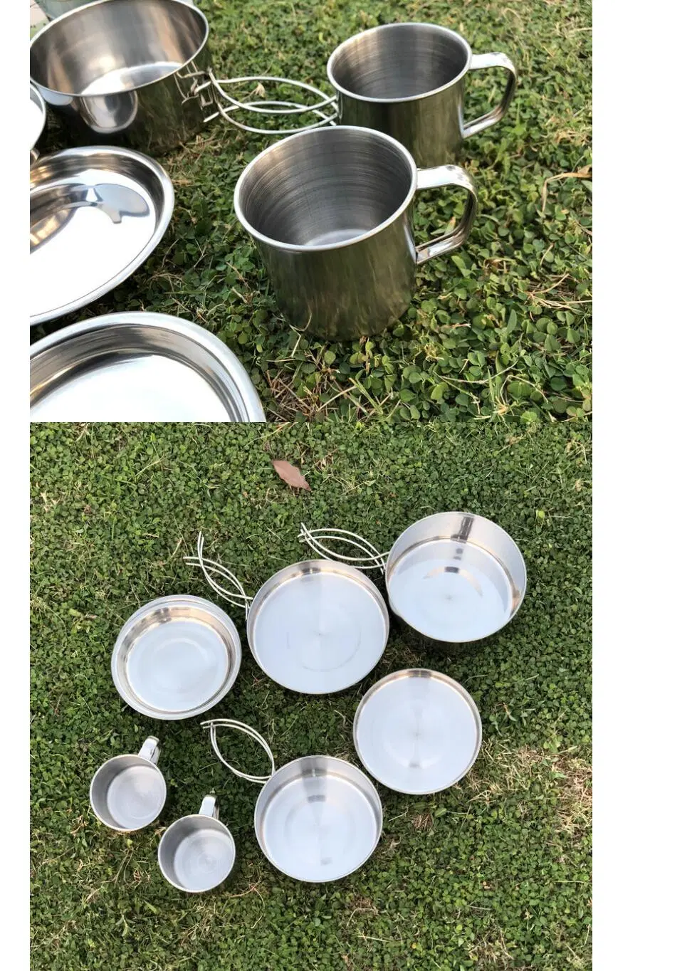 Wholesale Hiking Accessory Cooking Pot Set Stainless Steel Outdoor Camping Cookware