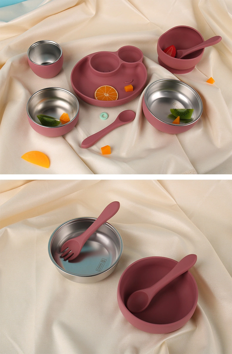 Factory New Arrival Baby Kids Stainless Steel 304 Silicone Dining Diner Bowl