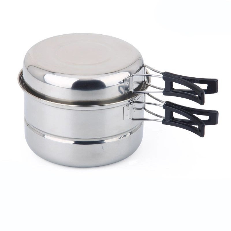 Outdoor Portable Stainless Steel Camping Cookware Set Travel Picnic Folding Cooking Pots