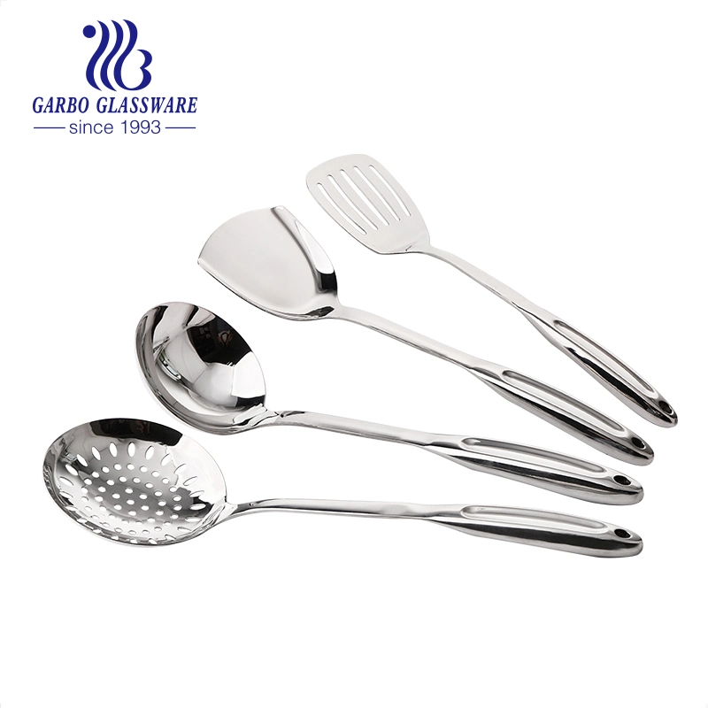 4 PCS Amazon Hot Sale Basic Stainless Steel Kitchen Utensils Ladle Turner Cooking Tools for Home Kitchen with Wholesale Price From China Factory