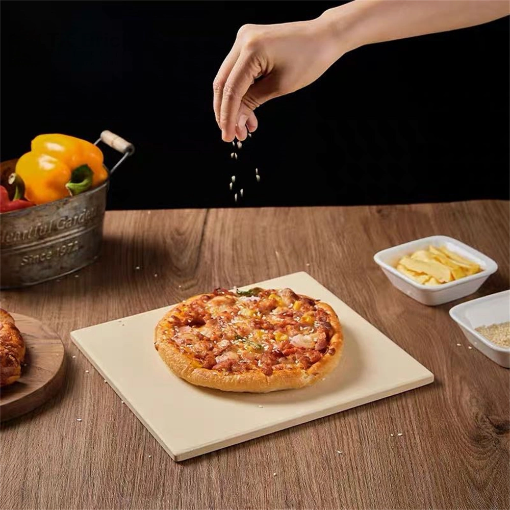 High Quality Cordierite Refractory Pizza Stone Set Bakeware BBQ Grill Outdoor Pizza Stone Square Round Shape with Different Sizes