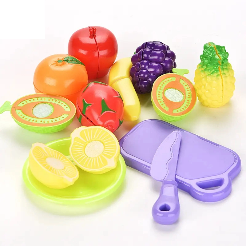 Play House Toy Combination Educational Plastic Pretend Play Shopping Game Mini Fruit Cart Colorful Educational Kitchenware Toys Kitchen Sets