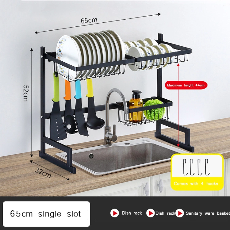 Sink Storage Kitchen Large Capacity Single Double Trough Storage Rack Multi-Purpose Drain Rack for Dishes and Tableware