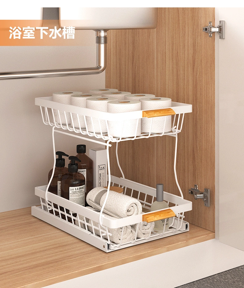 Kitchen Pull-out Shelf Table Top Floor Double-Layer Slit Finishing Rack Kitchen Sink Storage Rack