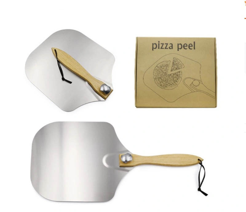 Kitchen Utensils Aluminum Pizza Paddle Pizza Peel with Wooden Handle Pizza Tools