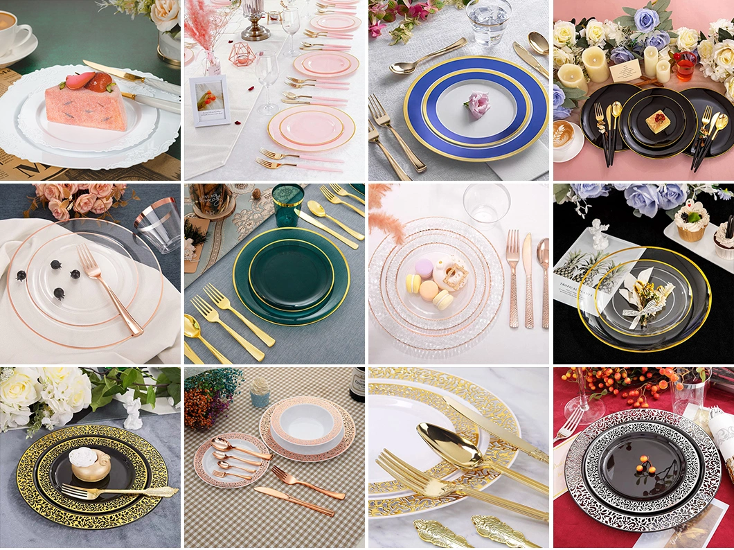Multiuse Big Set Wedding Home Use Plastic Dinnerware Sets Plates Reusable Plastic Set for Dinner