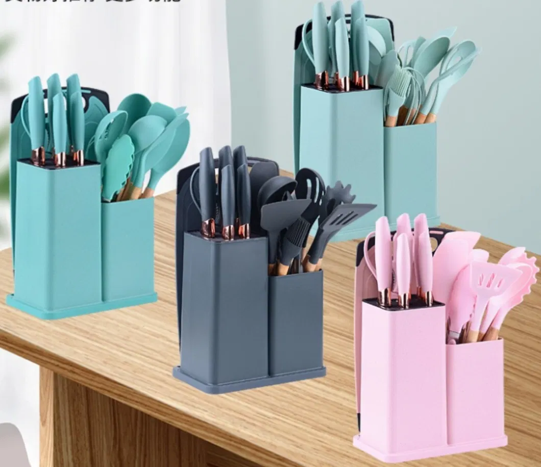 Kitchen Utensils Silicone Cookware Sets Cooking Tools Sets Silicone Kitchen Utensils Set with Wooden Handle 19PCS 19 PCS 19 Pieces Silicone Kitchen Utensils Set