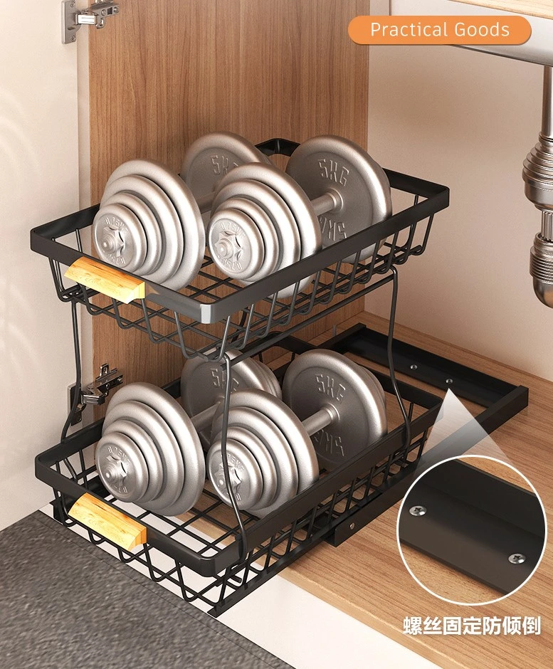 Kitchen Pull-out Shelf Table Top Floor Double-Layer Slit Finishing Rack Kitchen Sink Storage Rack