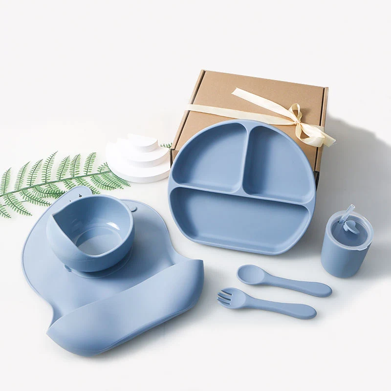 OEM ODM Silicone Baby Feeding Tableware Training Sippy Cup Suction Plates Spoon