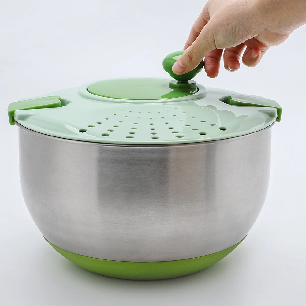 Wholesale Kitchen Stainless Steel Bowl Vegetable Salad Spinner Indoor Fruit Washer Tool