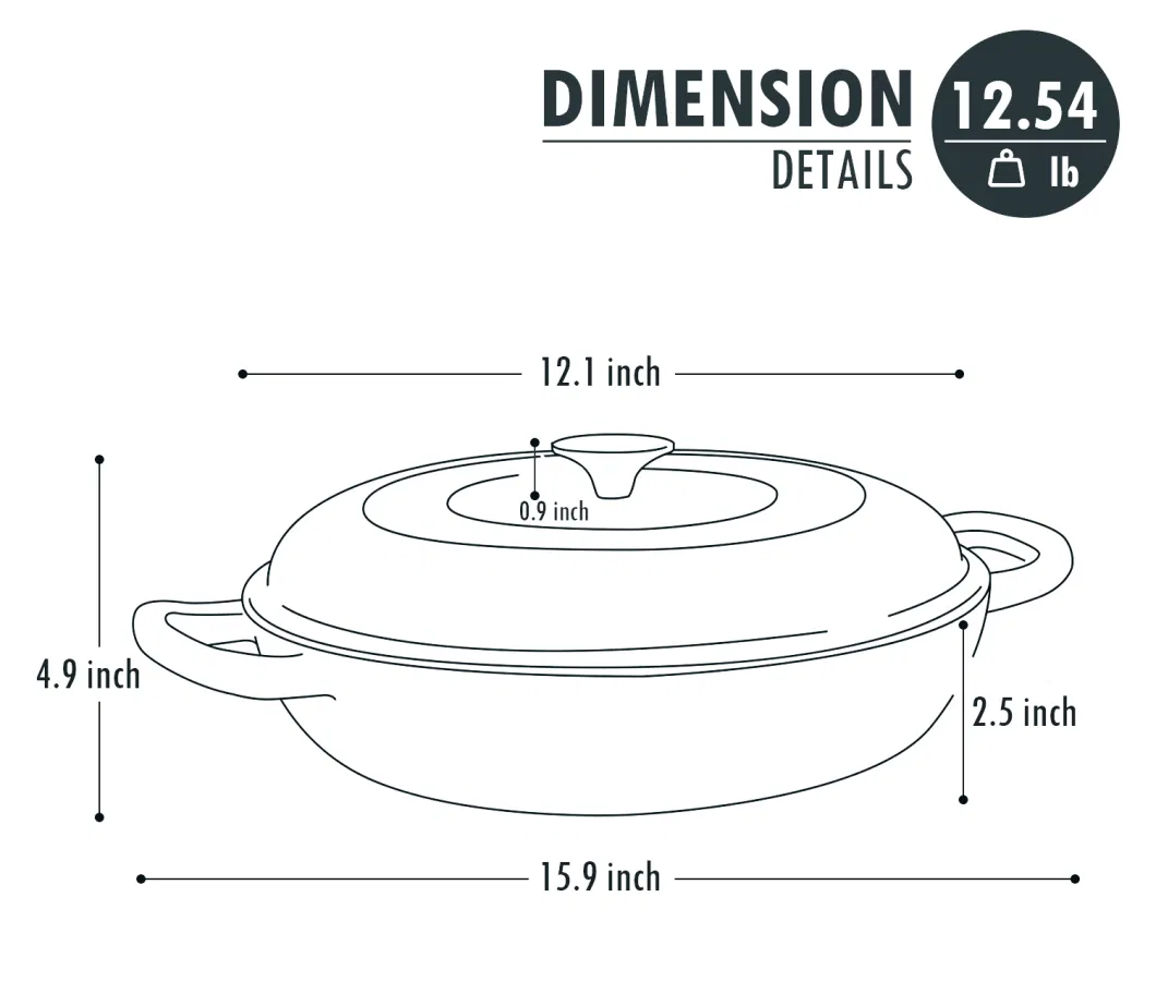 Seafood Ceram Cast Iron Shallow Pot Orange 3.8qt 4qt Stock Pot Sauce Pot Enamel Cast Iron Casserole Pot