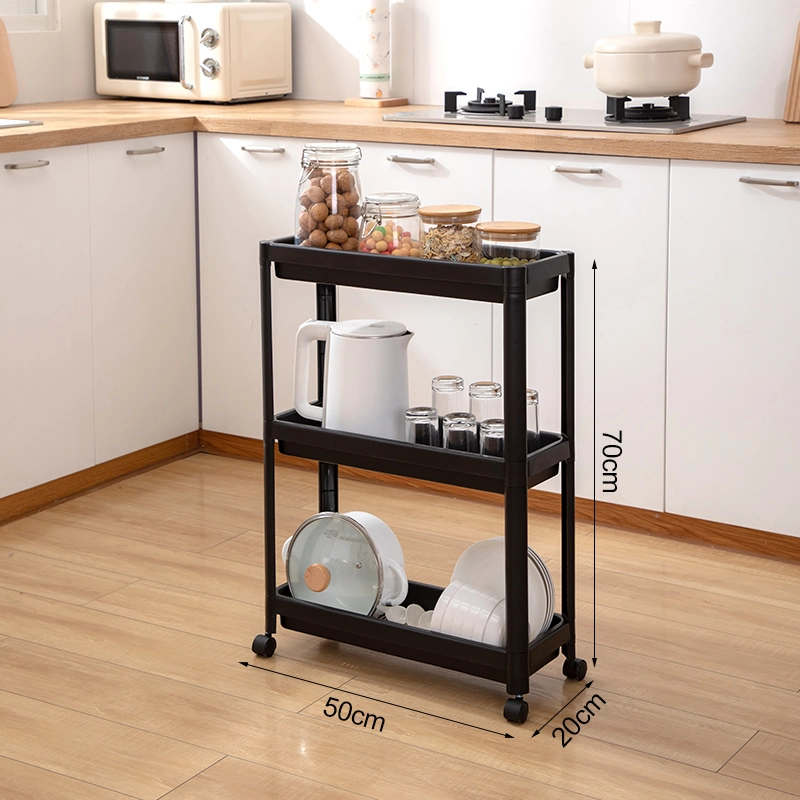 3 Layers Multifunction Home Bathroom Kitchen Storage Rack Organizer Vegetable Shelving Units Holders with Wheels