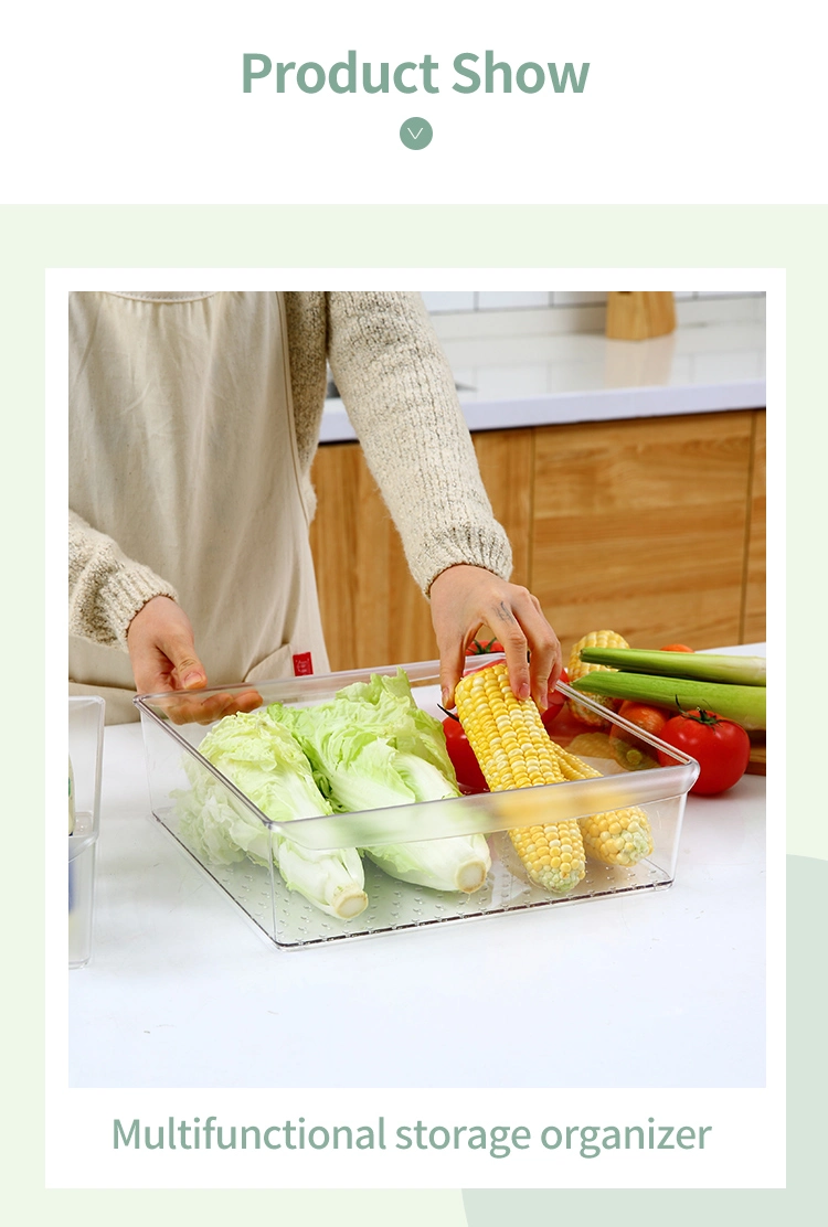 Durable in-House Freezer Safe White Plastic Kitchen Fridge Food Fruit Storage Organizer Bin