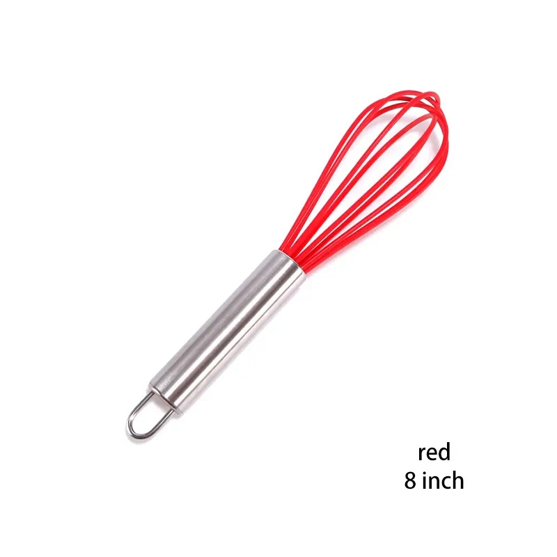 Factory OEM Stainless Steel Manual Egg Whisk with Silicone Stirring Head Egg Beater Kitchen Gadget Bakeware Tools 8/10/12 Inch