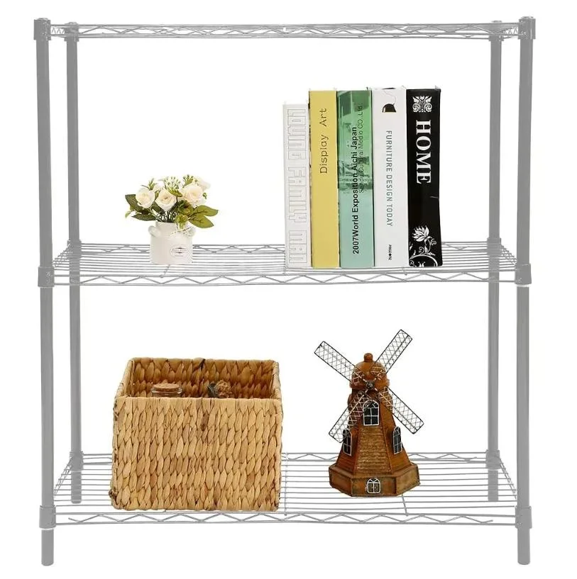 Metal Wire Shelving Chrome Trolley Rack Adjustable for Kitchen Storage Shelving