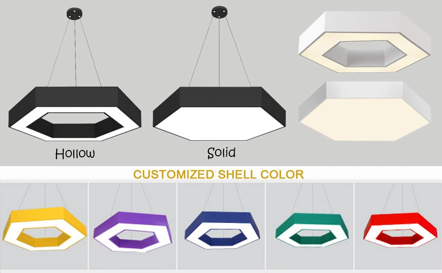 RGB Hexagonal Aluminum Profile Ked Pendant Light Fixture for Bedroom Living Room Kitchen Hallway