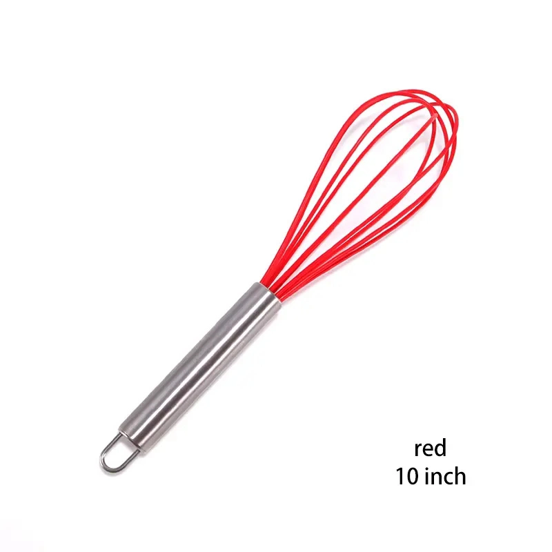 Factory OEM Stainless Steel Manual Egg Whisk with Silicone Stirring Head Egg Beater Kitchen Gadget Bakeware Tools 8/10/12 Inch