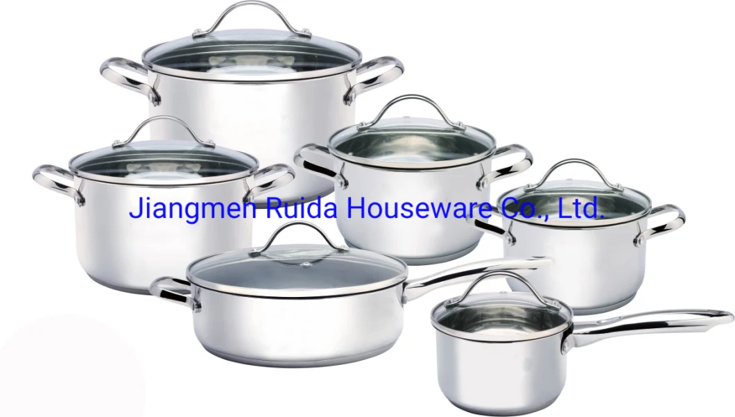 Cheap Household Nonstick Frypan 12PCS Stainless Steel Cookware with Wire Handle
