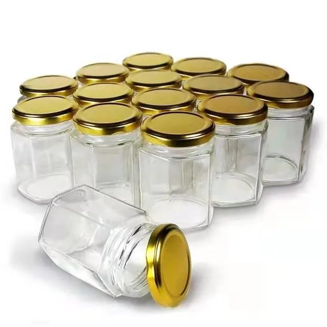 Food Canning Jar 380ml Glass Storage Hexagonal Spice Jar