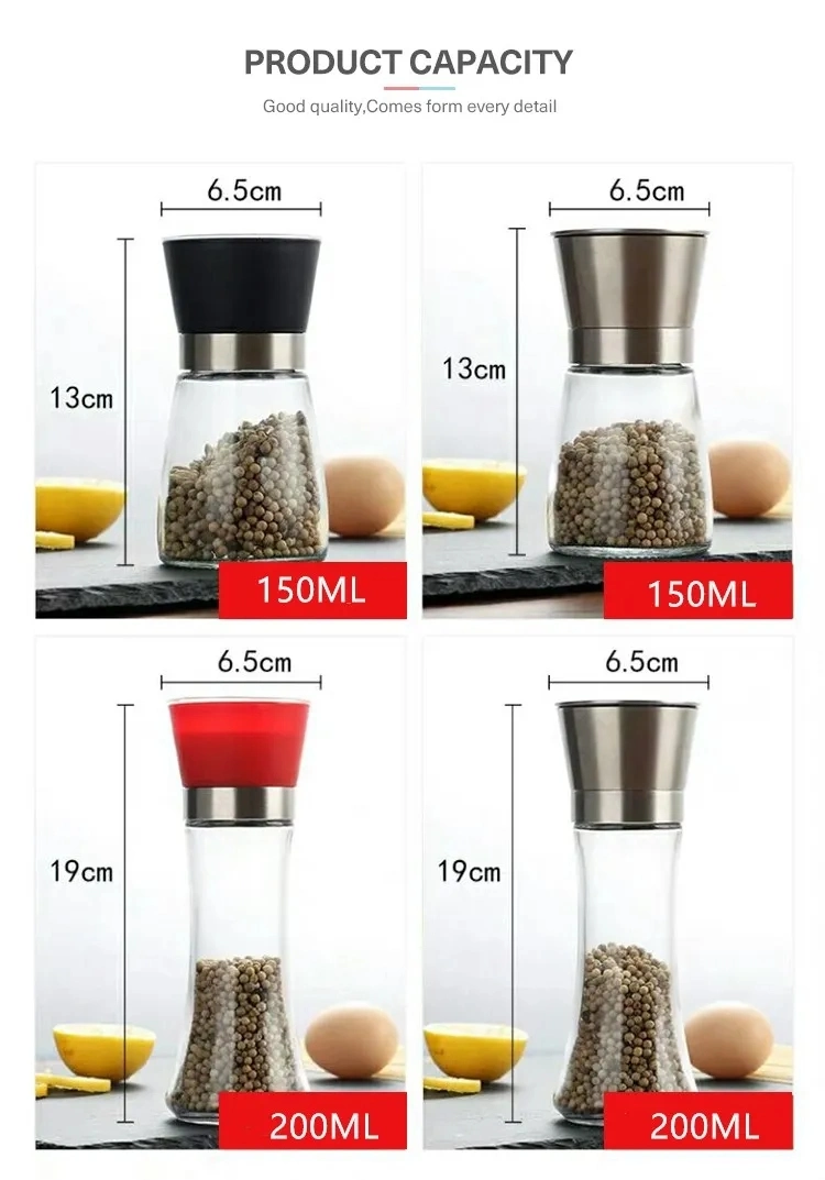 Pepper Grinder Glass Manual Salt and Pepper Mill Grinder Spice Shakers Kitchen Tools Accessories